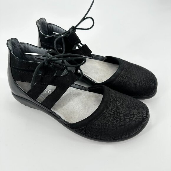Naot Alpicola Coal Leather Lace-Up Wedge Sandals – Women’s, Black, Brand New In Box - View #2